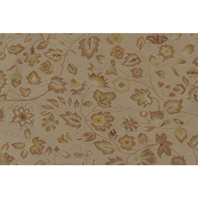 Rug & Kilim’s Tudor Style Rug in White With Beige-Brown Floral Patterns For Sale In New York - Image 6 of 8