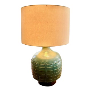 1960s David Cressey Attributed Teal Stoneware Table Lamp For Sale