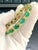 Metal 22 Carat Natural Emerald & Diamond Cocktail Tennis Bracelet 14 Karat Yellow Gold For Sale - Image 7 of 8