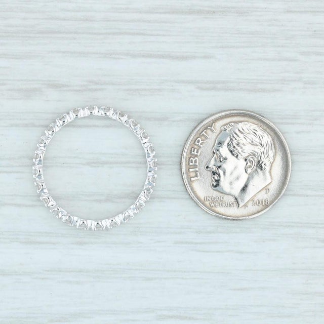 New 0.51ctw Diamond Eternity Ring 18k White Gold Size 6 Wedding Stackable Band For Sale In Greensboro - Image 6 of 7