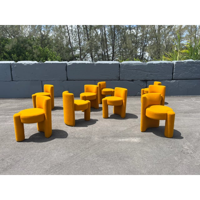 Set of Nine Modern Designer Chairs, 16" seat height. Unique and cool form for the lobby or lounge.