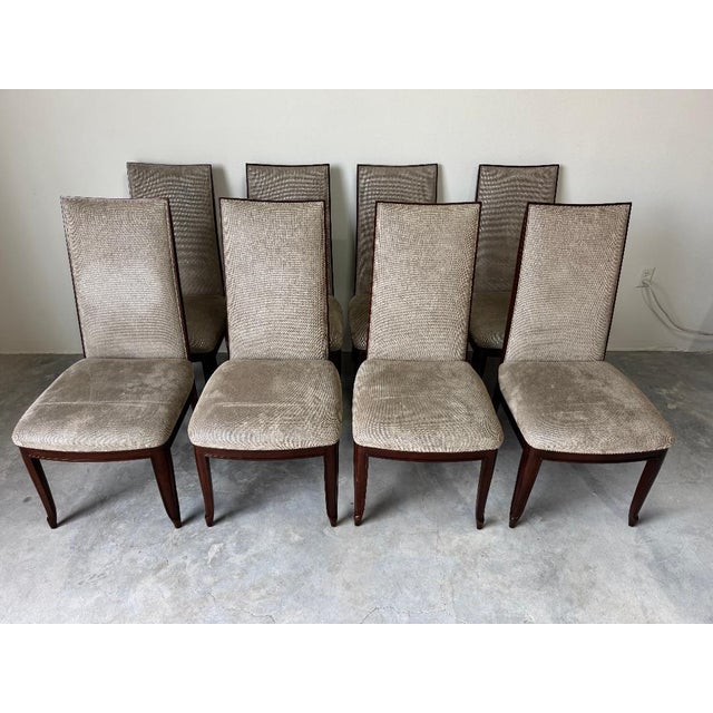 A sophisticated set of 8 vintage dining chairs by Baker Furniture, crafted in a refined Art Deco style. Each chair...