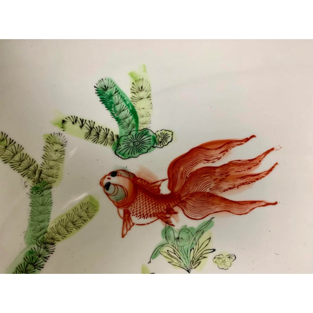 Early 20th Century Chinese Chinoiserie Famille Rose Porcelain Fish Bowl For Sale - Image 9 of 12