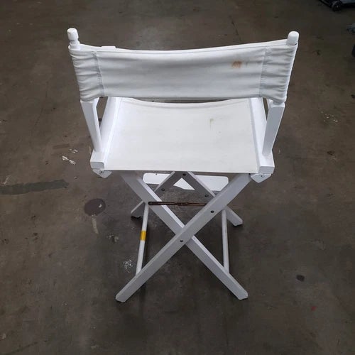 American Directors Chair White Frame White Canvas30 Bar Height For Sale - Image 3 of 3