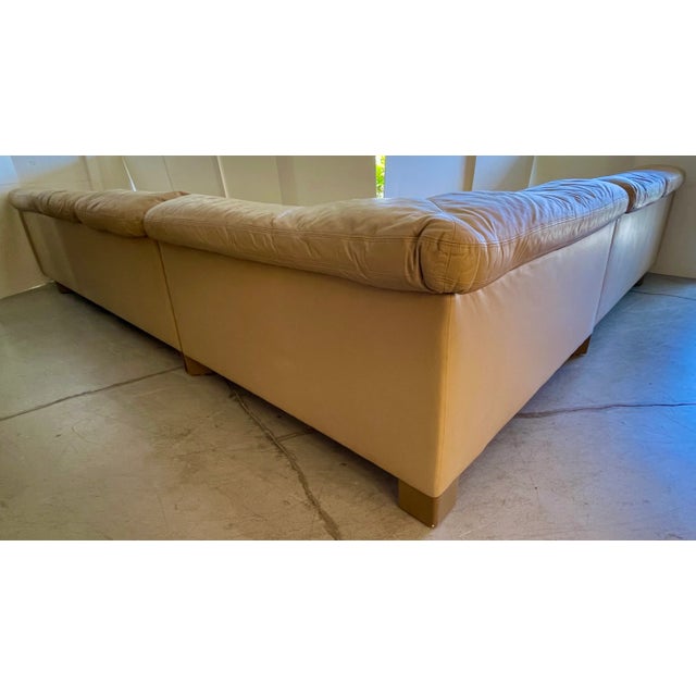 Wood 1985 Marco Zani Tan Leather Sectional Sofa From "Collezione Poltrone" For Sale - Image 7 of 13