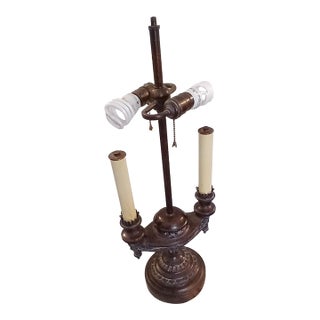 Vintage Frederick Cooper Bronze Candlestck Table Lamp For Sale