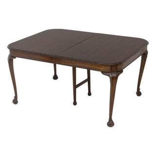 Queen Anne Style Vintage Mahogany Extending Dining Table For Sale