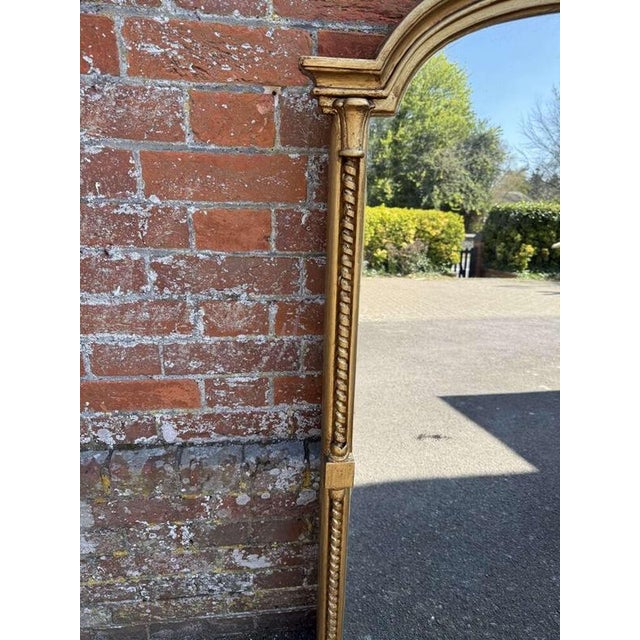 Large Antique English Arched Top Gilt Overmantle Mirror For Sale - Image 3 of 7