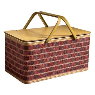 1960s Burlington Checkerboard Picnic Basket For Sale