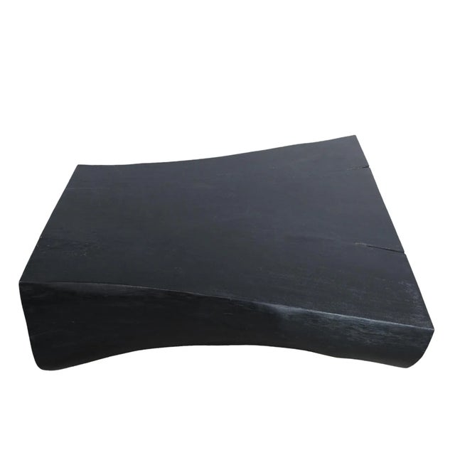 Contemporary Minimalist Black Living Edge Block Coffee Table 15 For Sale - Image 3 of 11