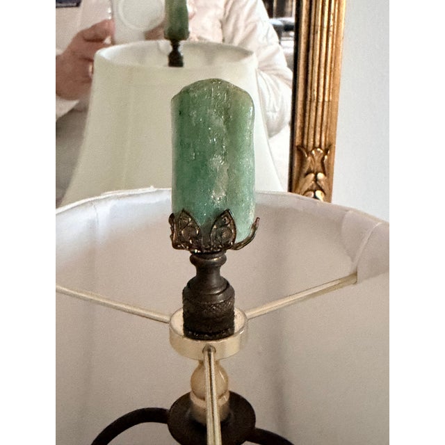Pair of Colorful Chinoiserie Floral Lamps With Silk Shades For Sale - Image 10 of 10
