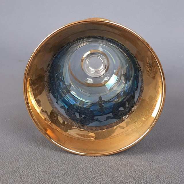 Blue Blue and Pink Murano Glass and 24 Karat Gold His and Hers Goblets, 1970s, Set of 2 For Sale - Image 8 of 12