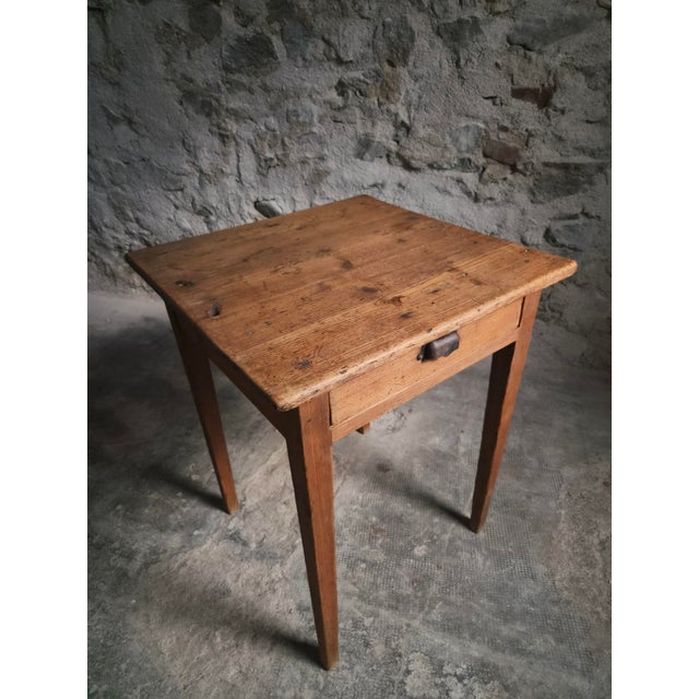 Rustic French Pine Side Table with Drawer, 19th Century For Sale - Image 3 of 18