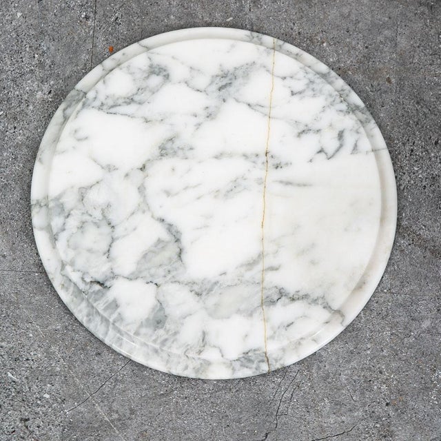 Mid Century Modern End Table Side Round Stone Pedestal Mahogany Marble Vintage Nm For Sale - Image 10 of 11
