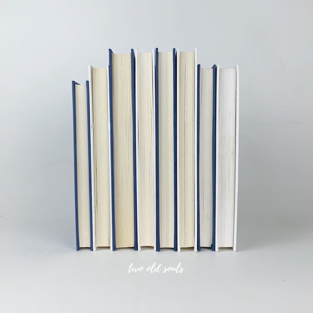 Navy Blue And White Decorative Books Set Of 8 Chairish