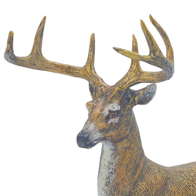 Black Bronze Deer Group Sculpture on Black Marble Base — Stag and Wildlife Figurine For Sale - Image 8 of 10