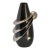 Bellini Black & Chrome Art Glass Vase Italy For Sale