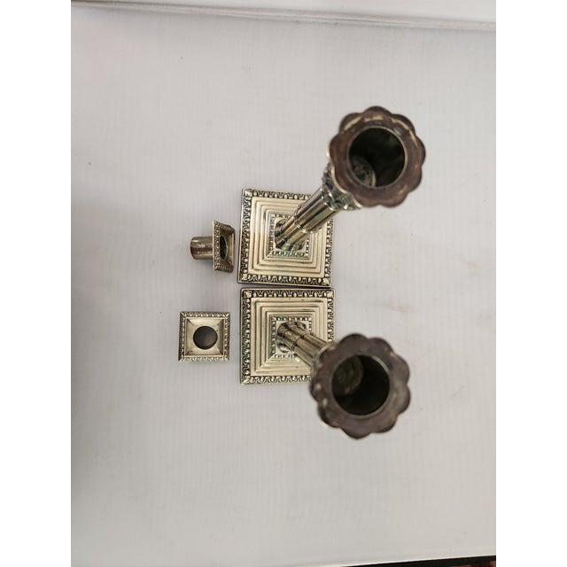 Early 19th Century Late-Georgian Silverplated English Candlesticks Pair by Hawsworth, Eyre & Co. Sheffield For Sale - Image 5 of 13