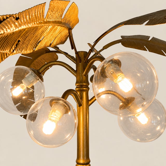Mid-Century Modern Vintage Mid Century Modern Chinoiserie Gold Palm Tree Floor Lamp For Sale - Image 3 of 7
