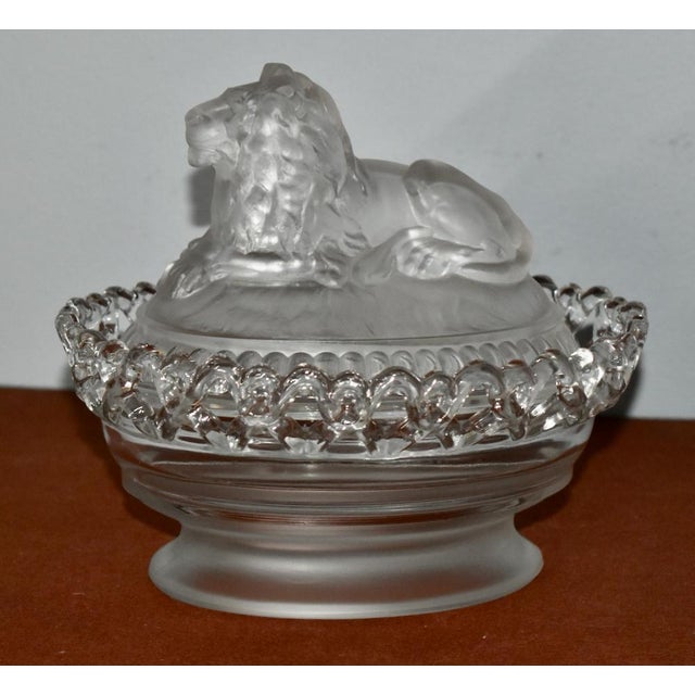 Vintage (1970's) Lion Candy Dish. The Year Manufactured 1889. Imperial Glass. Clear Frosted Glass. Atterbury Design. The...