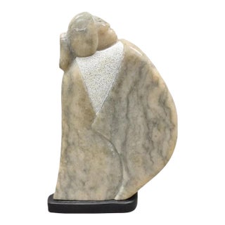 Late 20th Century Ned Archuleta Native American Figural Woman Carved Alabaster Figure Sculpture For Sale