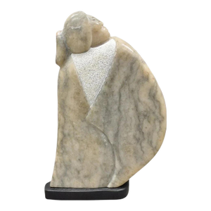 Late 20th Century Ned Archuleta Native American Figural Woman Carved Alabaster Figure Sculpture