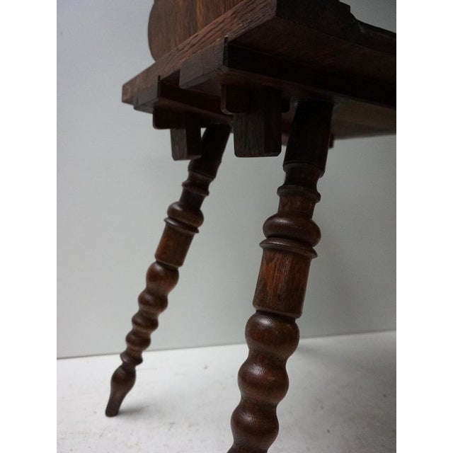 Brown 19th Century Swiss Black Forest Hand Carved Oak Side Chair with Standing Lion For Sale - Image 8 of 15