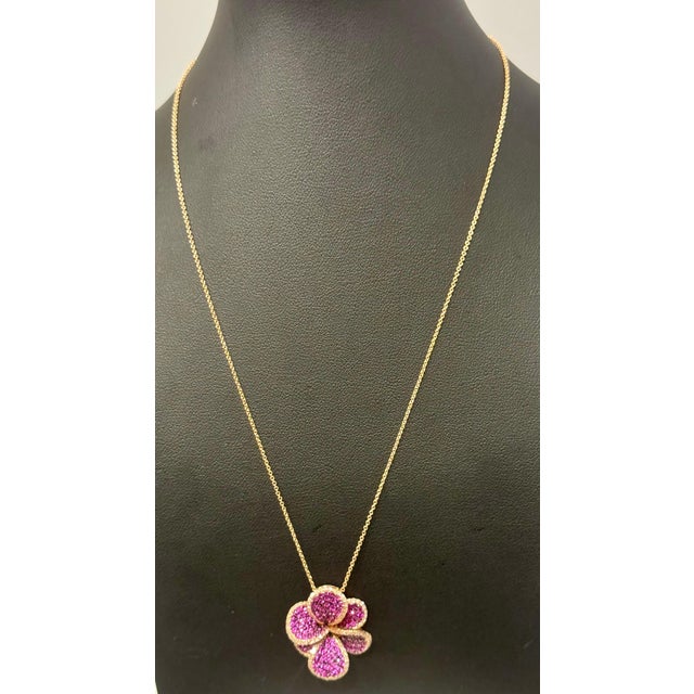 Designer Effy's Natural Pink Sapphire & Diamond Pendant /Necklace 14Kt Rose Gold For Sale - Image 12 of 18
