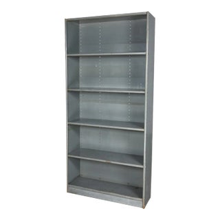 Mid to Late 20th Century Industrial Rustic Distressed Metal Shelving Bookcase or Display Unit For Sale