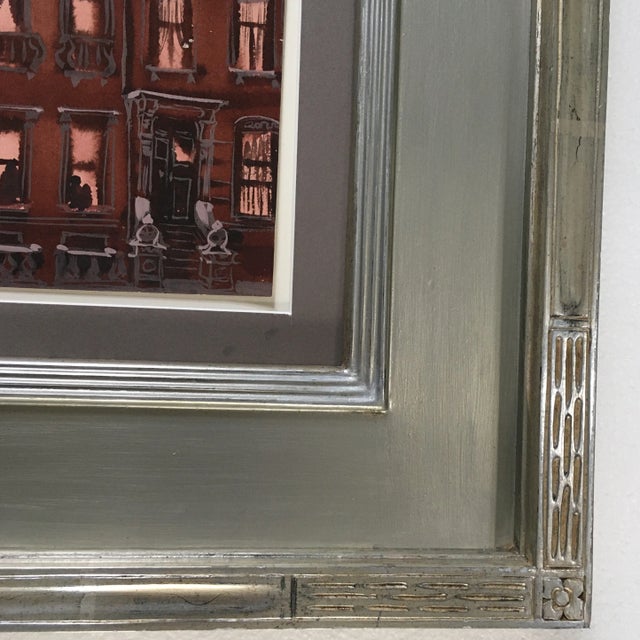 1950s Mid-Century Painting of a Brownstone Building For Sale - Image 5 of 13