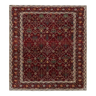 Rug & Kilim’s Modern Agra Rug in Red With Colorful Floral Patterns For Sale