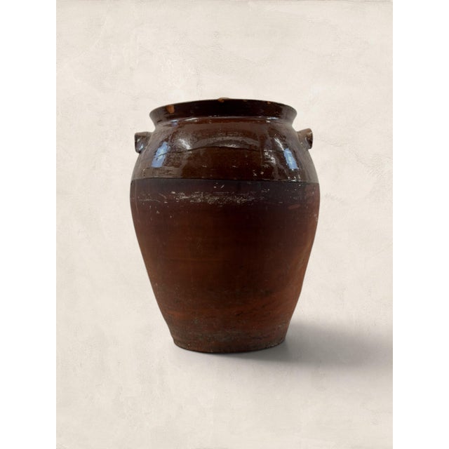 Victorian Late 19th Century Antique French Brown Glazed Confit Pot With Wooden Lid For Sale - Image 3 of 9