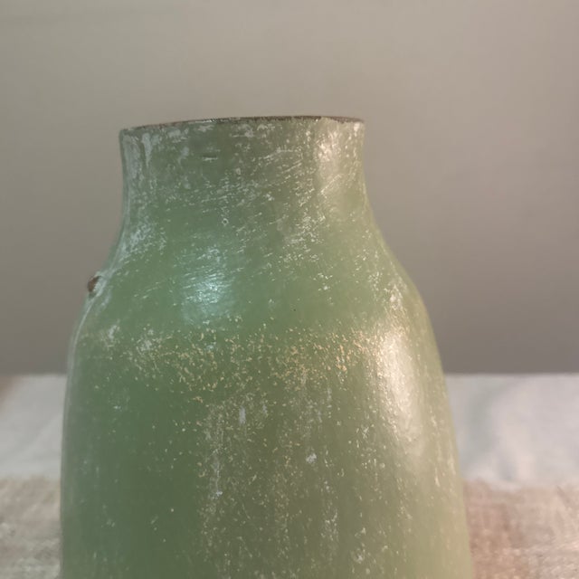 1970s 1970s Green Ceramic Vase With Face Motif For Sale - Image 5 of 7
