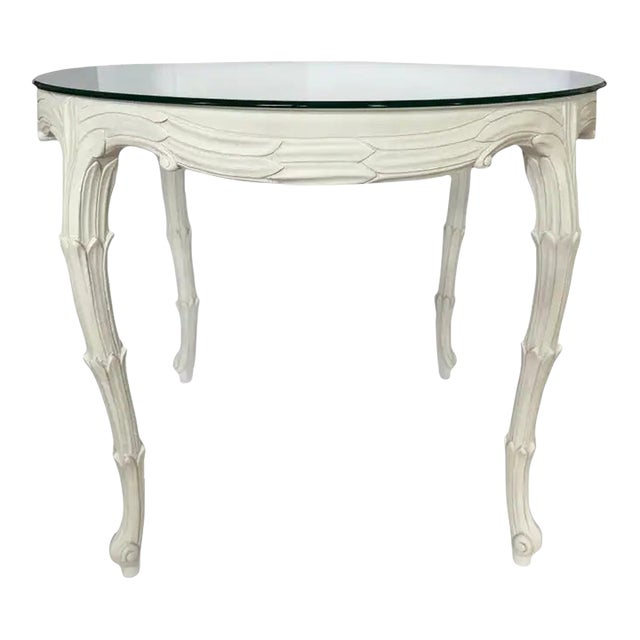 Palm Regency Round Center Entry Hall Game Dining Table Serge Roche Plaster Style For Sale
