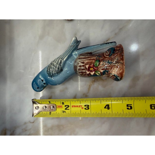 Vintage Blue Parakeet Salt and Pepper Shakers, Coordinating Pair For Sale - Image 10 of 10