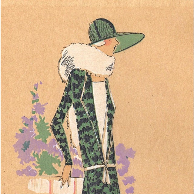 1920s 1925 Set of 2-French Art Deco Couture Fashion Pochoirs For Sale - Image 5 of 9