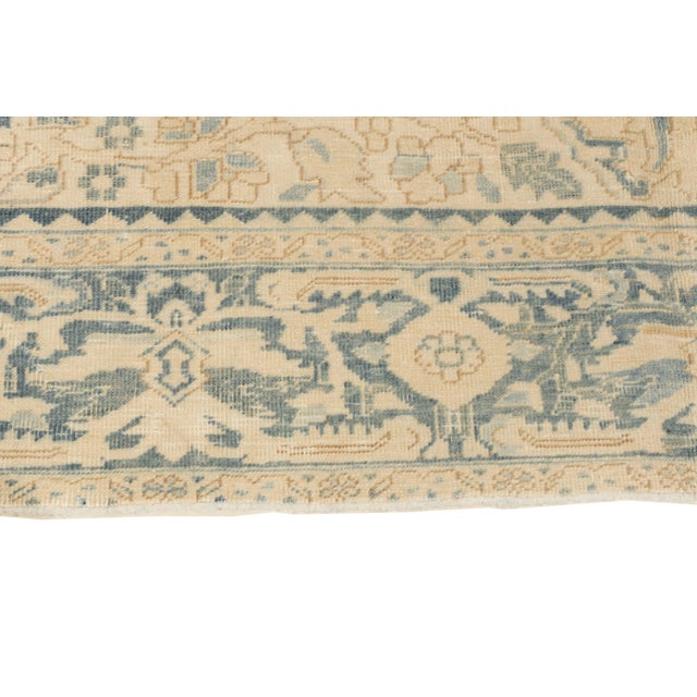 1940s Vintage Circa 1940 Ivory Heriz Hand Knotted Rug, 9ft 11in X 13ft 9in For Sale - Image 5 of 12