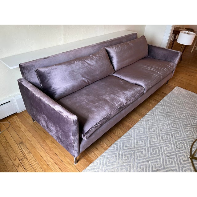 ABC Carpet & Home Abc Carpet & Home Purple Velvet Sofa For Sale - Image 4 of 6