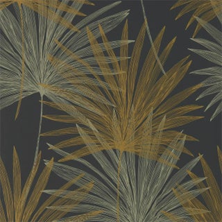 Harlequin Mitende Wallpaper in Jet/Gold For Sale