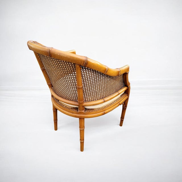 Mid-Century Modern Hollywood Regency Faux Bamboo Cane Lounge Chair, 1950s For Sale - Image 11 of 17