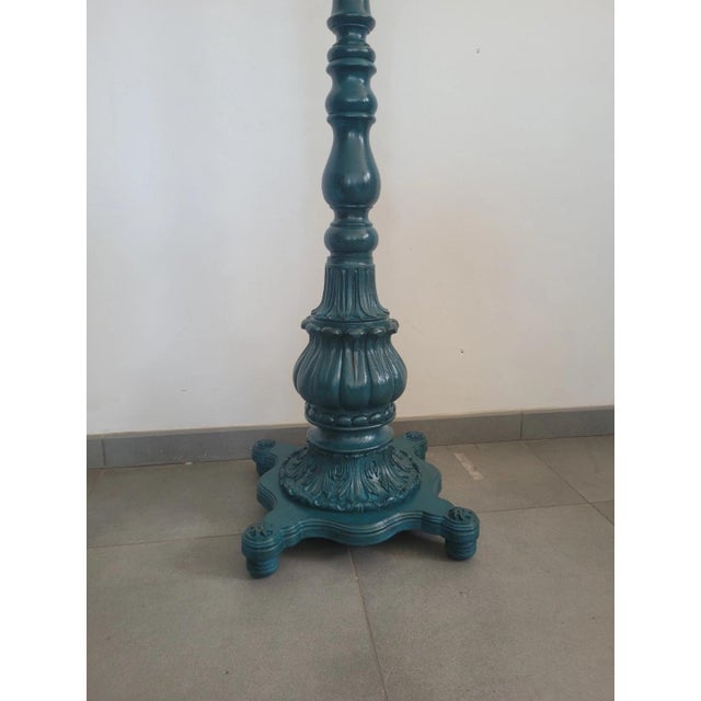 Coat Rack / Floor Lamp Lacquered in Louis XV Style. It has four gilded bronze hooks, joined by a rotating ring.