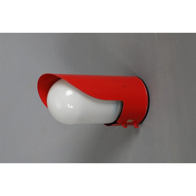 Danish Red U 99 Wall Lamp with Opal Glass Lampshade from Abo Randers, 1970s, in Good conditions. Designed 1970 to 1979...
