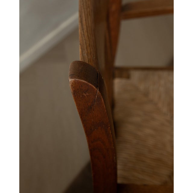 Dutch Art Deco Oak and Rush Armchair, 1920s For Sale - Image 16 of 17