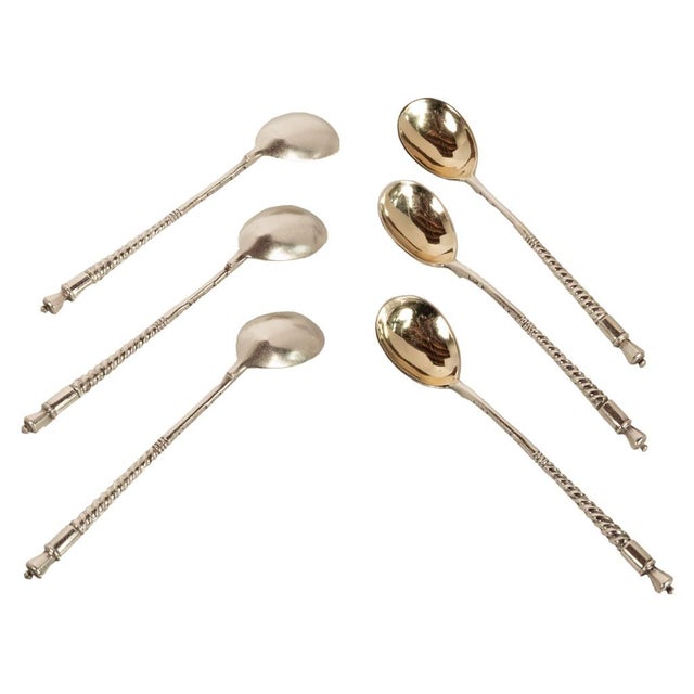 Antique Russian Imperial Silver Spoons by Fedor Rückert Faberge Moscow 1889 - Set of 6 For Sale - Image 10 of 15