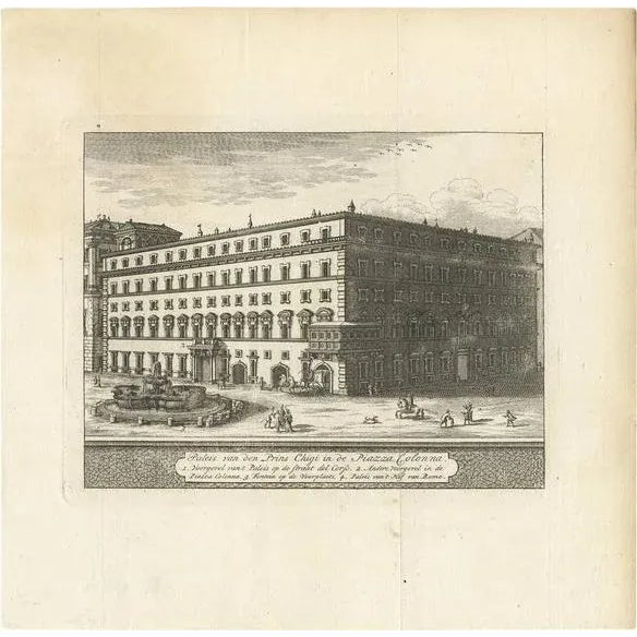 Late 18th Century M. De Bruyn, Illustration of Palazzo Chigi, Rome, 1779, Print For Sale - Image 5 of 5