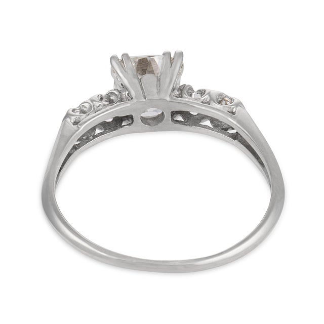 1940s Retro Gia 1.25 Carat Old Mine Cut Diamond 14k Gold Engagement Ring, Size 8.25 For Sale In Los Angeles - Image 6 of 8