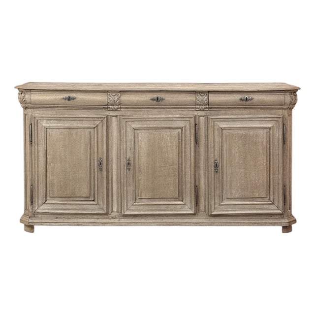 18th Century Country French Neoclassical Stripped Oak Buffet For Sale