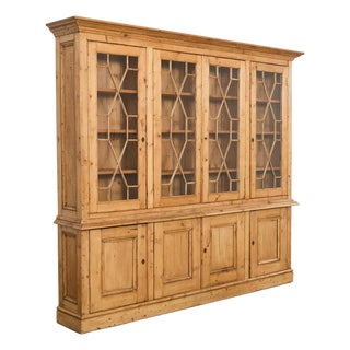 English George III Style Pine Astral Glazed Bibliotheque Bookcase For Sale