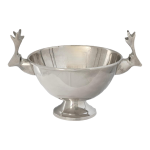 Vintage Silverplate Reindeer-Handle Holiday Bowl