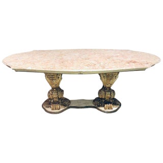 Palatial Italian Carved and Painted Base Marble Top Center Table, 19th Century For Sale